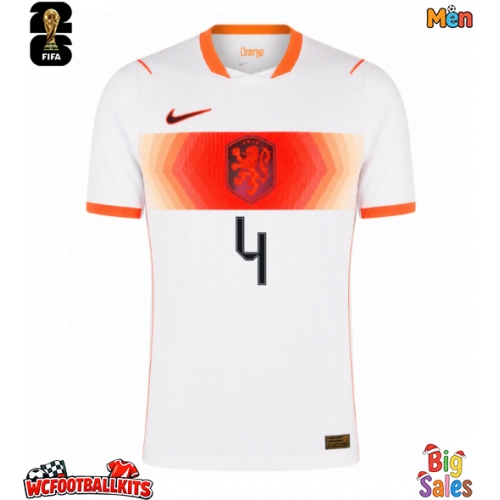 Netherlands Virgil van Dijk #4 Replica Away Stadium Shirt World Cup 2026 Short Sleeve